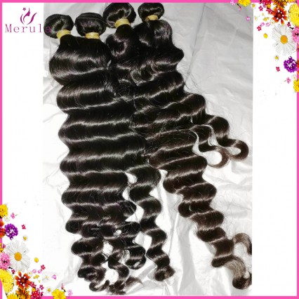 100% Burmese Raw hair weave Loose Deep Wave curly bundles 400g/lot Natural luster Strong Sew Weft