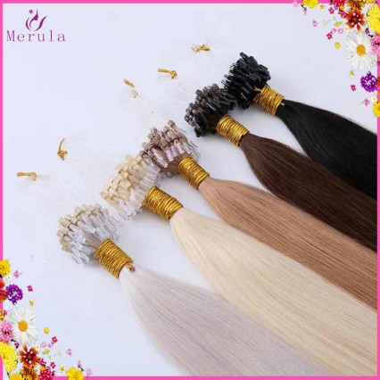 Celebrity Micro Loop Ring Extensions Raw Single donor Straight Human Hair 100grams(2packs)