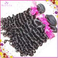 Shiny Single donor Deep wave Laotian hair 3pcs/lot Curly weave Natural color Amazing texture