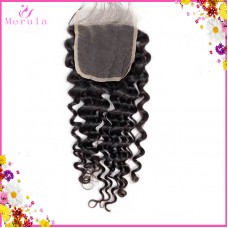 Deep Curly Natural Unprocessed raw hair closure 100% human hair 1 piece/lot MeruLa hot seller