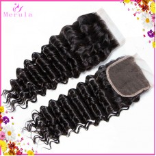 Lovely Unprocessed Raw Virgin Human hair Deep wave curly HD transparent lace closure