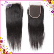 Silky Straight Raw Hair Swiss lace closure 1 pack cuticle aligned hairs Middle part available Origins for Indian Burmese Vietnamese 