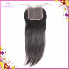 Filipino Indonesian Human Raw Hair Durable Swiss lace closure 1 pack/lot Natural hair color #1B soft hair high quality MeruLa Group