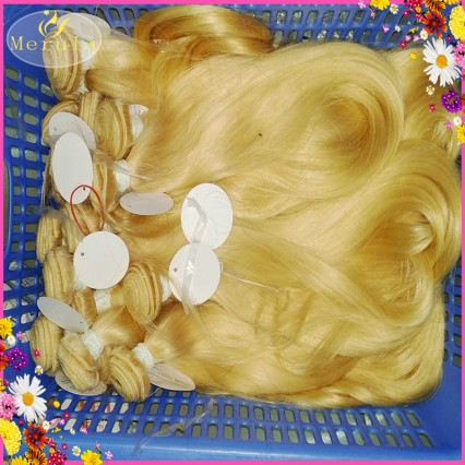 High quality raw russian 613 blonde hair 1 bundle deal Straight wavy texture 100g cuticle aligned Merula