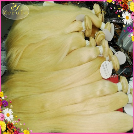 Color 613 raw cuticle aligned Russian blonde human hair 4 bundles deal straight wavy virgin European fashion